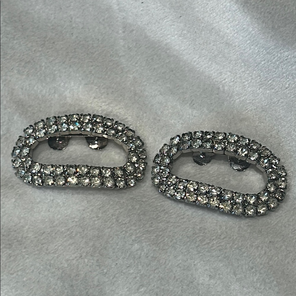 Vintage Silver Rhinestone Shoe Clips